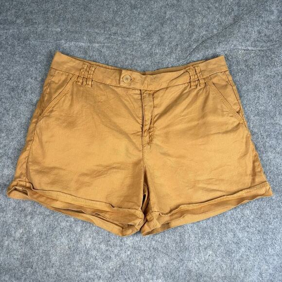 Anthropologie Level 99 Shorts Women's 31 Orange Linen Tencel Blend Travel - Picture 1 of 9